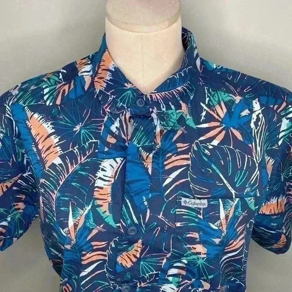 Columbia Men's Thistletown Hills Polo Dark Mountain King Palms Size Small - Picture 4 of 8